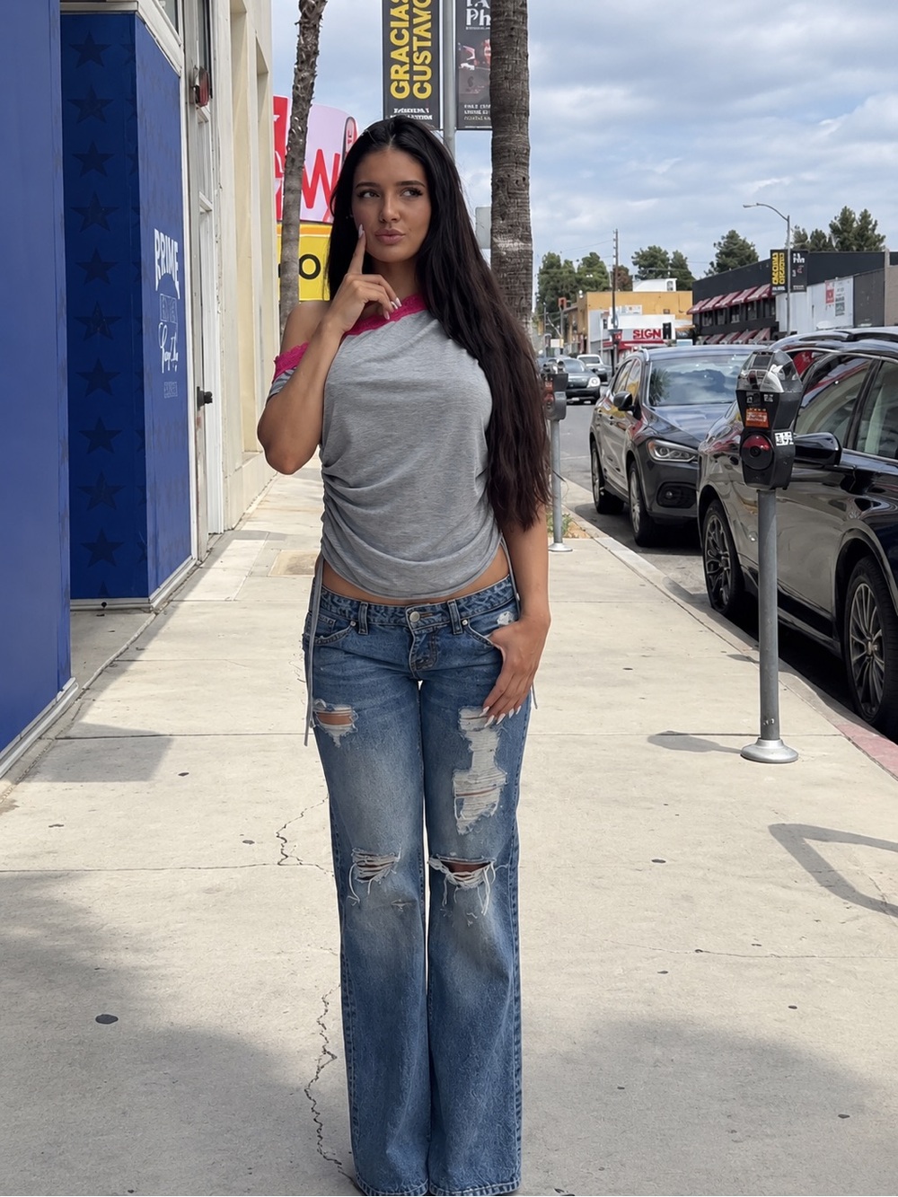 Revice Victoria Jeans pants denim ripped distressed blue low rise